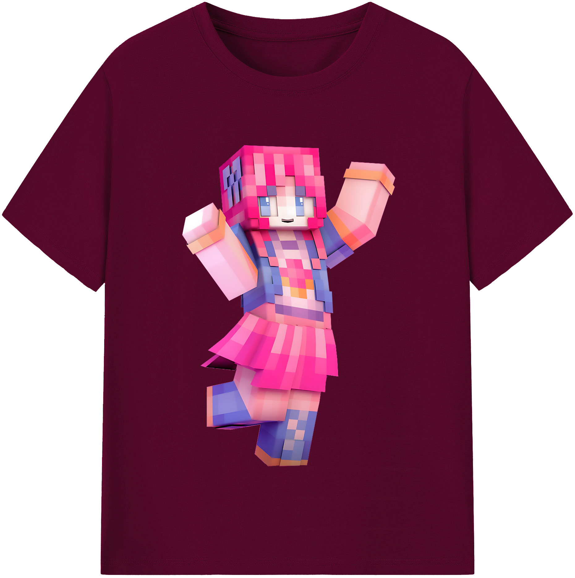 （画像用） マインクラフト ブロックの世界 Minecraft MC Block world レディースカジュアルプリントTシャツ（綿100％）